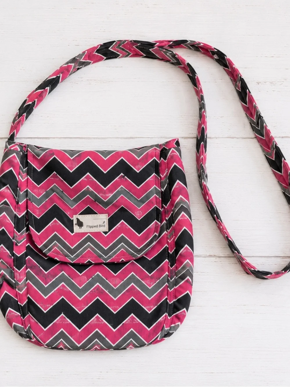 Flipped Bird Reversible Owl Print Crossbody Shoulder Bag Handmade Cotton Purse